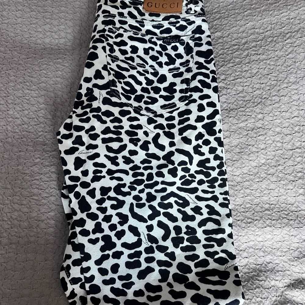 Vintage Gucci Mens Monochrome Animal Print Jean